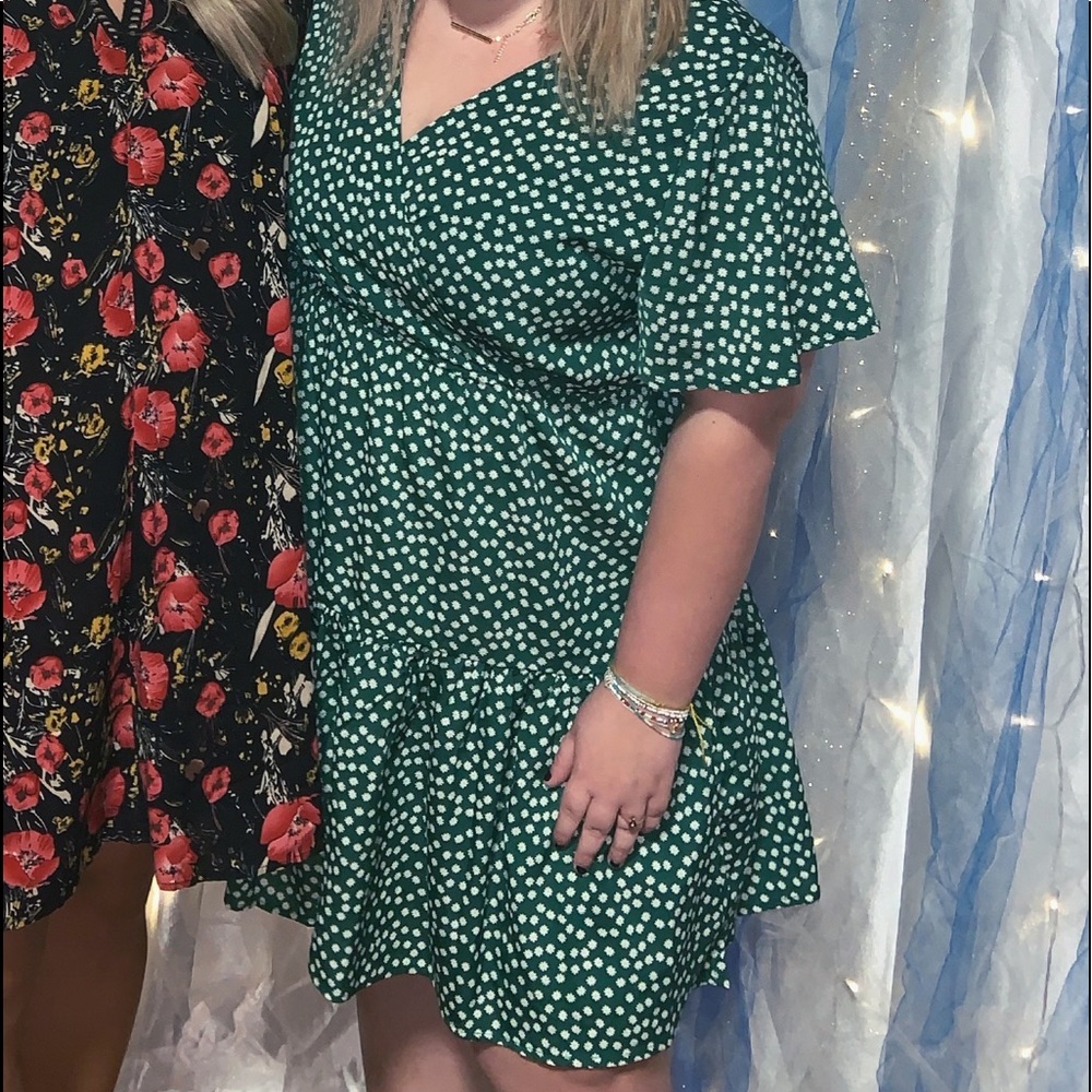 Green floral print dress